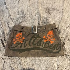 Green and Orange Print Skirt